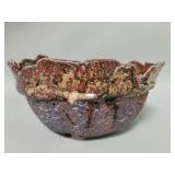 Signed Brutalist style pottery bowl