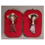 Pair of MCM 3D ceramic portrait wall plaques
