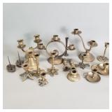 Group of vintage brass candlesticks