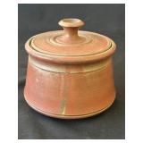 Signed ceramic lidded pot