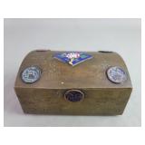Vintage Chinese enamel and brass trinket box