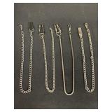 Group of stainless silver pocket watch chains