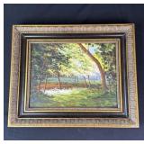 Framed signed oil painting reproduction
