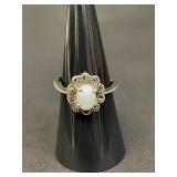 Vintage sterling silver ring with white cabochon