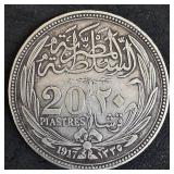 1917 Egyptian Silver 20 Piastres Coin.weight is