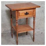 Vintage walnut single-drawer side table