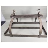 Vintage cast iron pot and pan overhead rack