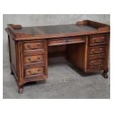 Sligh Lowry walnut executive desk with leather top
