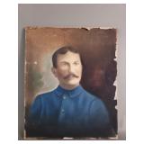 Pastel portrait mounted on canvas