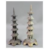 Pair of vintage Chinese brass pagodas
