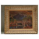 Signed Expressionist style oil on canvas painting