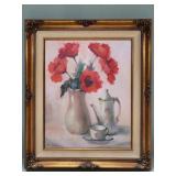 Signed Marie Hunter, oil on canvas, floral still