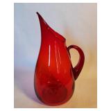 Vintage Blenko ruby red glass pitcher