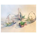4 vintage Murano hand blown glass basket