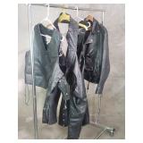 Group of leather clothes Jacket, vest, chaps,