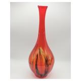 Vintage hand-blown red-orange art glass vase