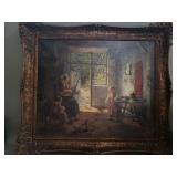Signed Evert Pieters oil on canvas "Domestic