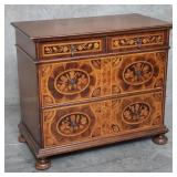 Vintage walnut chest with inlaid floral motifs
