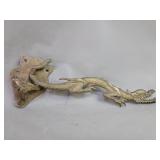 Vintage Chinese brass dragon wall mount swivel