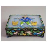 Vintage Chinese enamel, brass and glass trinket