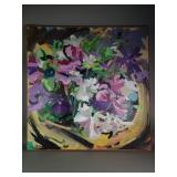 Abstract expressionist acrylic on canvas floral