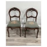 Pair of antique Victorian-style needlepoint chairs