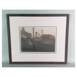 Signed Chalk and pastel drawing on panel, "Shed