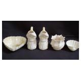 Box of Belleek porcelain miscellaneous items