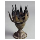 Vintage brass lotus bud incense burner/ oil lamp