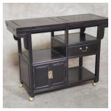 Vintage Asian-style teak bar cart