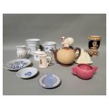Group of porcelain and ceramic sailor coin bank,