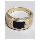 10k gold onyx and diamond ring