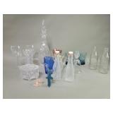 Group of crystal and glass decanter, vase, f