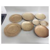 Group of vintage brass bowls and trays