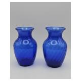 Pair of cobalt blue art glass vases