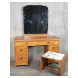 Built of John Art Deco-style walnut veneer vanity