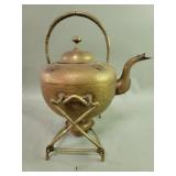 Antique Chinese brass spirit kettle and tipping