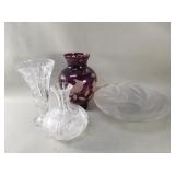 Group of glass and crystal vases, bowls