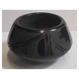 Signed blackware pottery vase