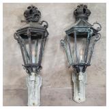 Pair of vintage gothic-style cast iron wall