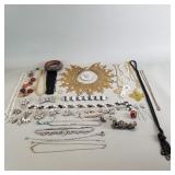 Group of vintage costume jewelry - rhinestones,