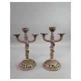 Vintage Chinese brass candelabra depicting a