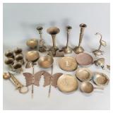 Group of vintage brass collectibles, cups,