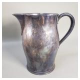 Group of brass and silverplate teapot, pitcher,etc