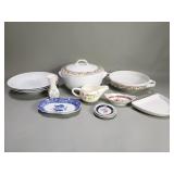 Group of porcelain items - soup tureen, bowls,