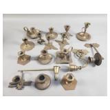Collection of vintage brass candlesticks
