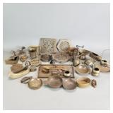 Collection of  vintage brass ashtrays, bells,