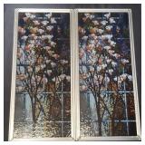 Pair of floral glass panels
