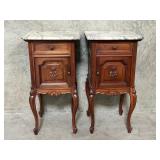 Pair of vintage nightstands with marble top