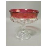 Ruby red flashed rim and thumbprint pattern